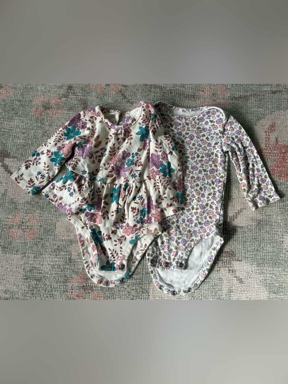 Carter's Set of 2 Floral Baby Onesies-3-6 months